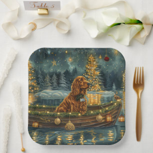 Irish Red Setter Christmas Festive Voyage Paper Plates