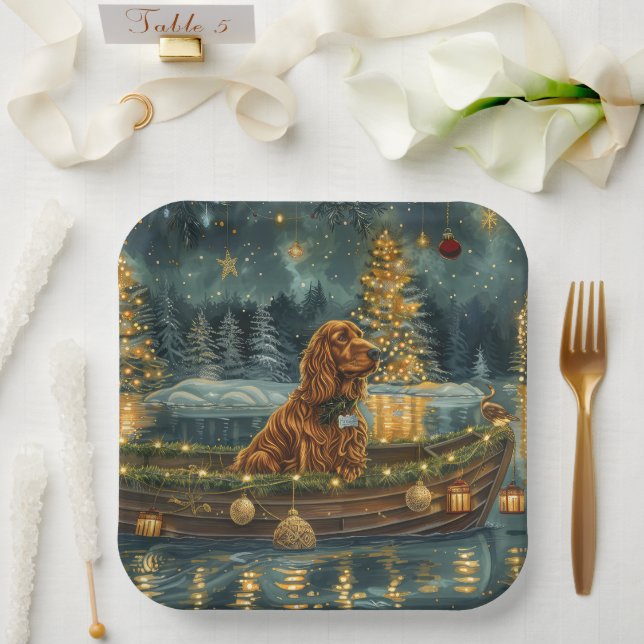 Irish Red Setter Christmas Festive Voyage Paper Plates (Wedding)