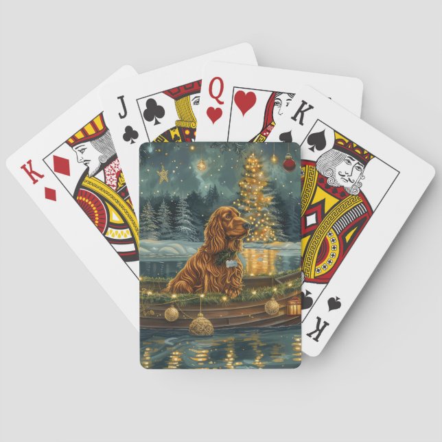 Irish Red Setter Christmas Festive Voyage Poker Cards (Back)