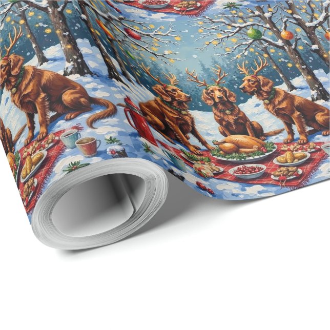 Irish Red Setter Christmas Forest Feast Holiday Wrapping Paper (Roll Corner)