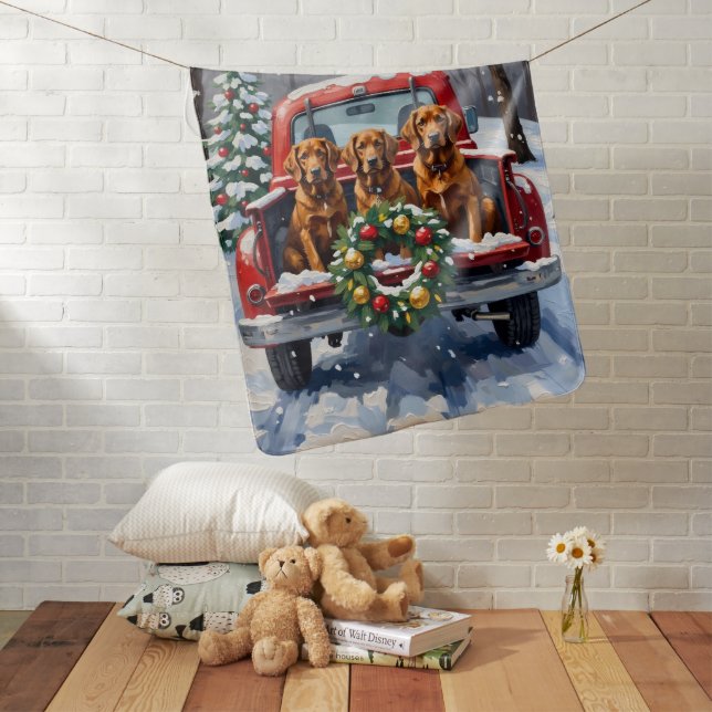Irish Red Setter Christmas Red Truck Holiday Baby Blanket (In Situ)