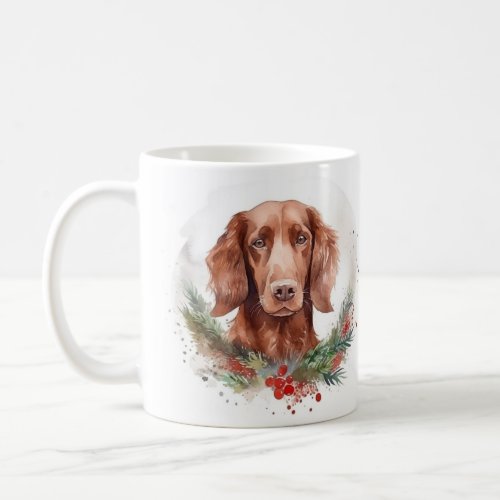 Irish Red Setter Christmas Wreath Festive Pup  Coffee Mug