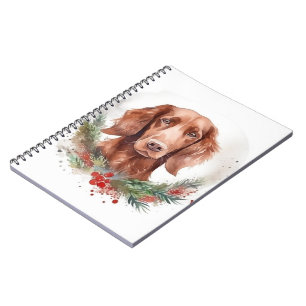 Irish Red Setter Christmas Wreath Festive Pup Notebook