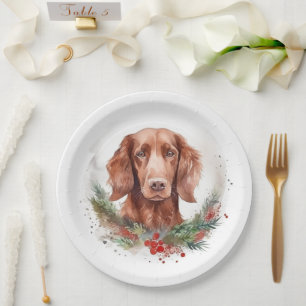 Irish Red Setter Christmas Wreath Festive Pup  Paper Plates