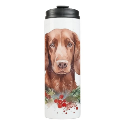 Irish Red Setter Christmas Wreath Festive Pup  Thermal Tumbler