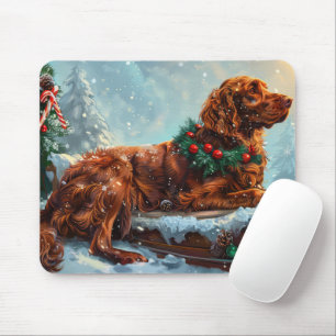 Irish Red Setter Dog Christmas Festive Mouse Pad