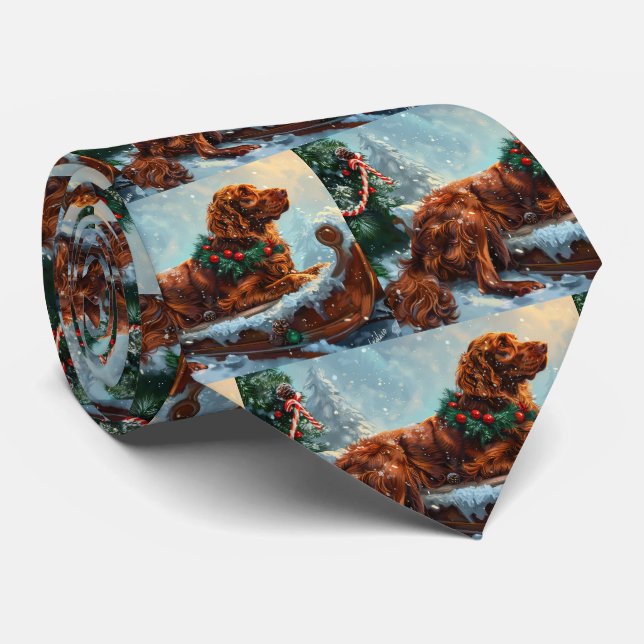 Irish Red Setter Dog Christmas Festive Neck Tie (Rolled)