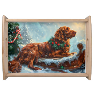 Irish Red Setter Dog Christmas Festive Serving Tray