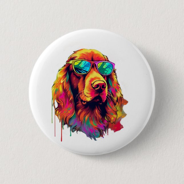 Irish Red Setter Dog Dog Breed for a Irish Red Button (Front)