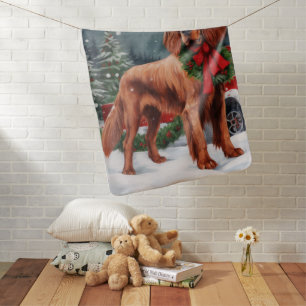 Irish Red Setter Dog in Snow Christmas Baby Blanket