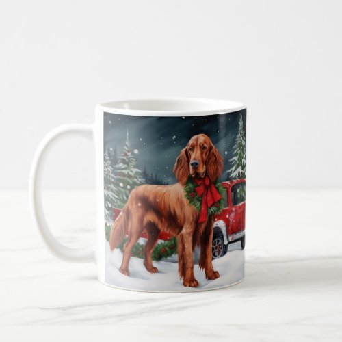 Irish Red Setter Dog in Snow Christmas Coffee Mug