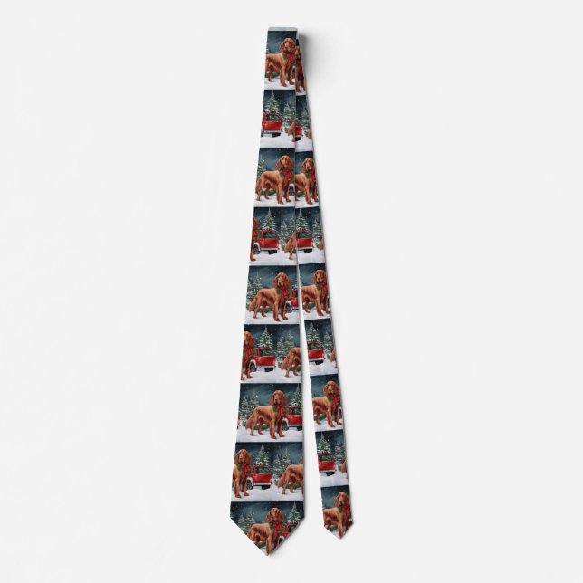 Irish Red Setter Dog in Snow Christmas Neck Tie (Front)