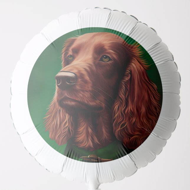 Irish Red Setter Dog in St. Patrick's Day Dress Balloon (Front)