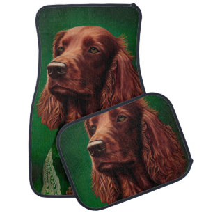 Irish Red Setter Dog in St. Patrick's Day Dress Car Floor Mat