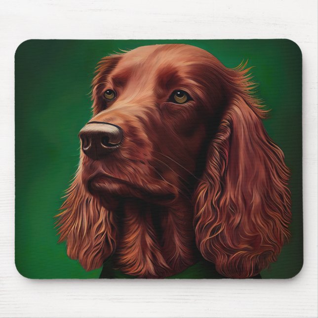 Irish Red Setter Dog in St. Patrick's Day Dress Mouse Pad (Front)