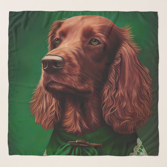 Irish Red Setter Dog in St. Patrick's Day Dress Scarf (Front)