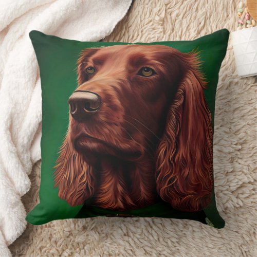 Irish Red Setter Dog in St Patricks Day Dress Throw Pillow