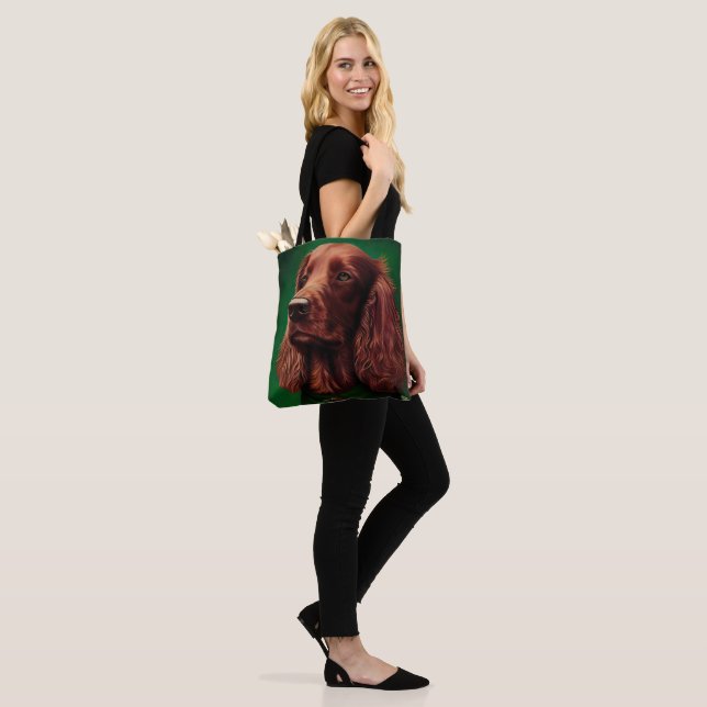 Irish Red Setter Dog in St. Patrick's Day Dress Tote Bag (On Model)