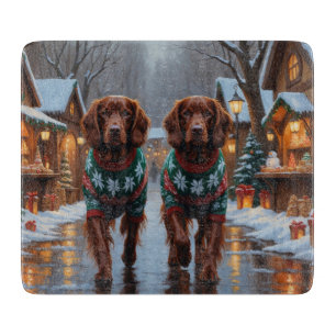 Irish Red Setter Dogs Christmas Snow Holiday Cutting Board