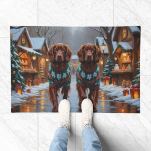 Irish Red Setter Dogs Christmas Snow Holiday Doormat