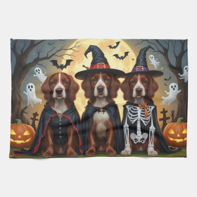 Irish Red Setter Dogs Pumpkin Halloween Funny Kitchen Towel (Horizontal)