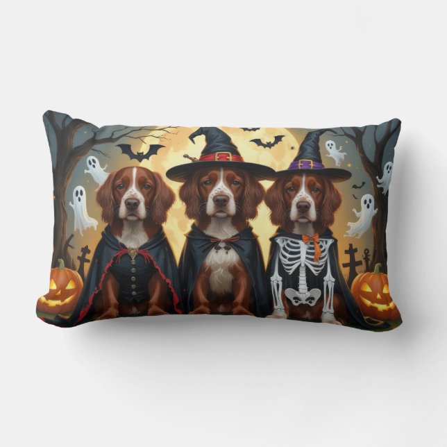 Irish Red Setter Dogs Pumpkin Halloween Funny Lumbar Pillow (Front)