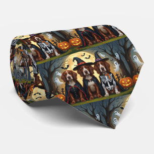 Irish Red Setter Dogs Pumpkin Halloween Funny Neck Tie
