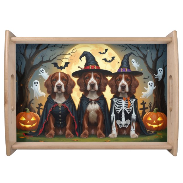 Irish Red Setter Dogs Pumpkin Halloween Funny Serving Tray (Front)