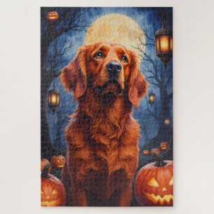 Irish Red Setter Gothic Halloween Portrait Jigsaw Puzzle