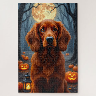 Irish Red Setter Gothic Halloween Portrait Jigsaw Puzzle