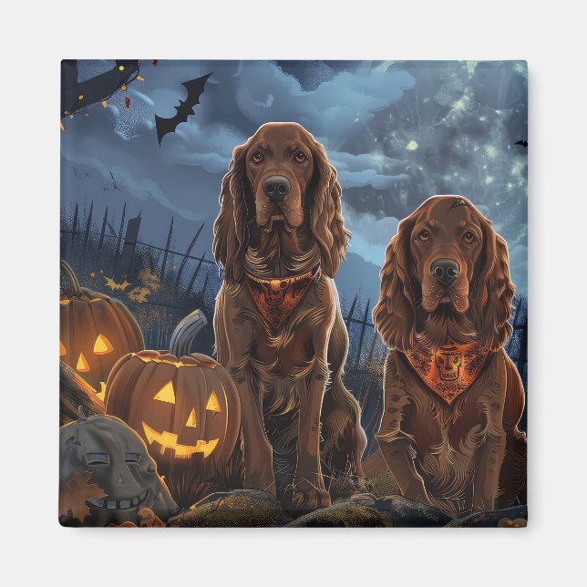 Irish Red Setter Halloween Spooky Magnet (Front)