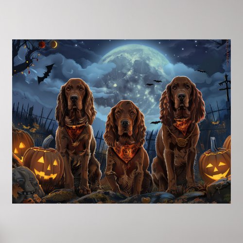 Irish Red Setter Halloween Spooky Poster