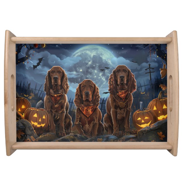 Irish Red Setter Halloween Spooky Serving Tray (Front)