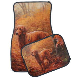 Irish Red Setter in Autumn Leaves Fall Inspire Car Floor Mat