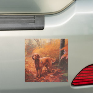 Irish Red Setter in Autumn Leaves Fall Inspire Car Magnet
