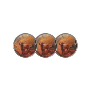 Irish Red Setter in Autumn Leaves Fall Inspire Golf Ball Marker