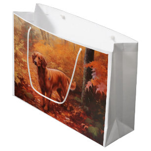 Irish Red Setter in Autumn Leaves Fall Inspire Large Gift Bag