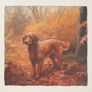 Irish Red Setter in Autumn Leaves Fall Inspire Scarf