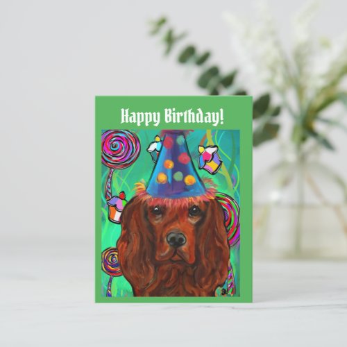 Irish Red Setter    Postcard