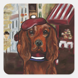 Irish Red Setter Postcard Square Sticker