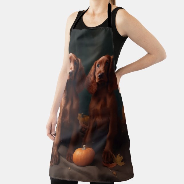 Irish Red Setter Puppy Autumn Delight Pumpkin Apron (Insitu)