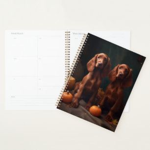 Irish Red Setter Puppy Autumn Delight Pumpkin Planner