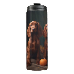 Irish Red Setter Puppy Autumn Delight Pumpkin Thermal Tumbler