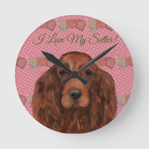 Irish Red Setter       Round Clock