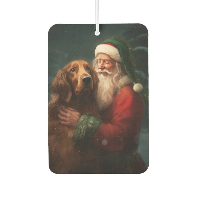 Irish Red Setter Santa Claus Festive Christmas Air Freshener (Front)