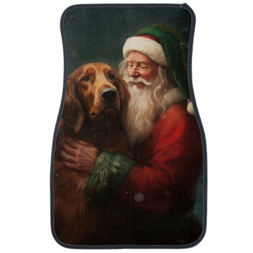 Irish Red Setter Santa Claus Festive Christmas Car Floor Mat