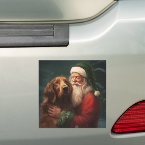 Irish Red Setter Santa Claus Festive Christmas Car Magnet