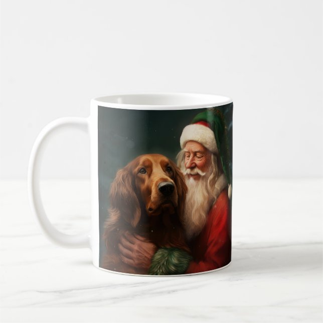 Irish Red Setter Santa Claus Festive Christmas Coffee Mug (Left)