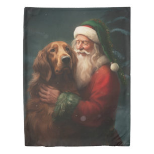 Irish Red Setter Santa Claus Festive Christmas Duvet Cover