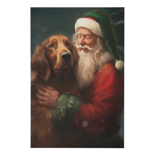 Irish Red Setter Santa Claus Festive Christmas Faux Canvas Print